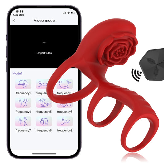 Wavy - 3 IN 1 Rose Vibrating Cock Ring